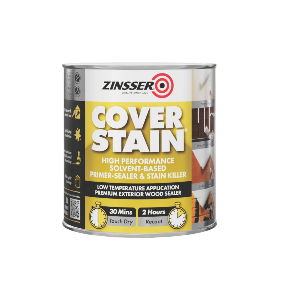 Image of Zinsser Cover Stain Primer White 1Ltr 