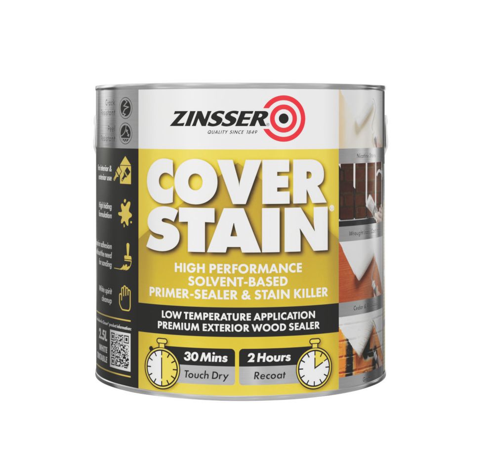 Image of Zinsser Cover Stain Primer White 2.5Ltr 