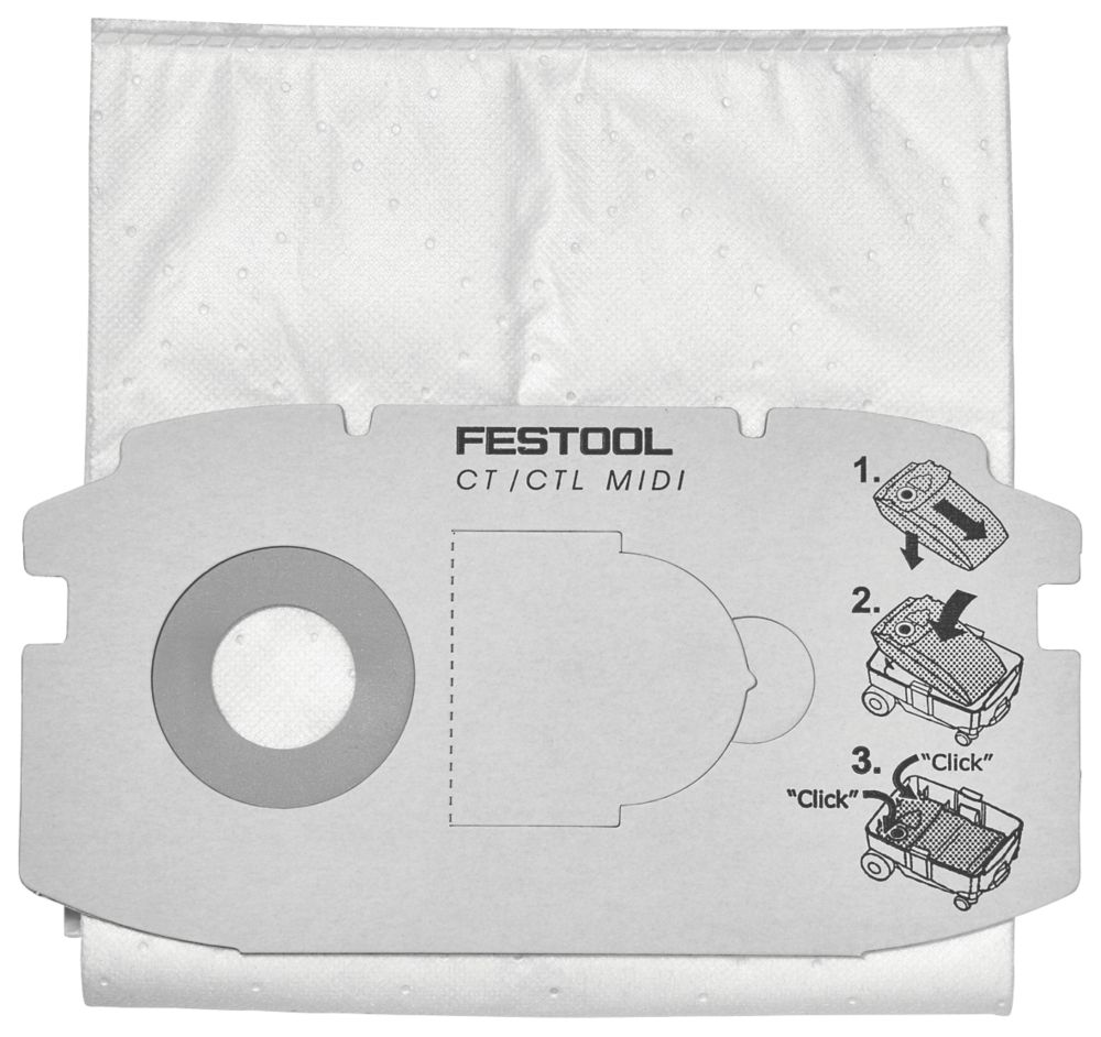 Image of Festool CTL Midi Self-Clean Extractor Filter Bags 5 Pack 