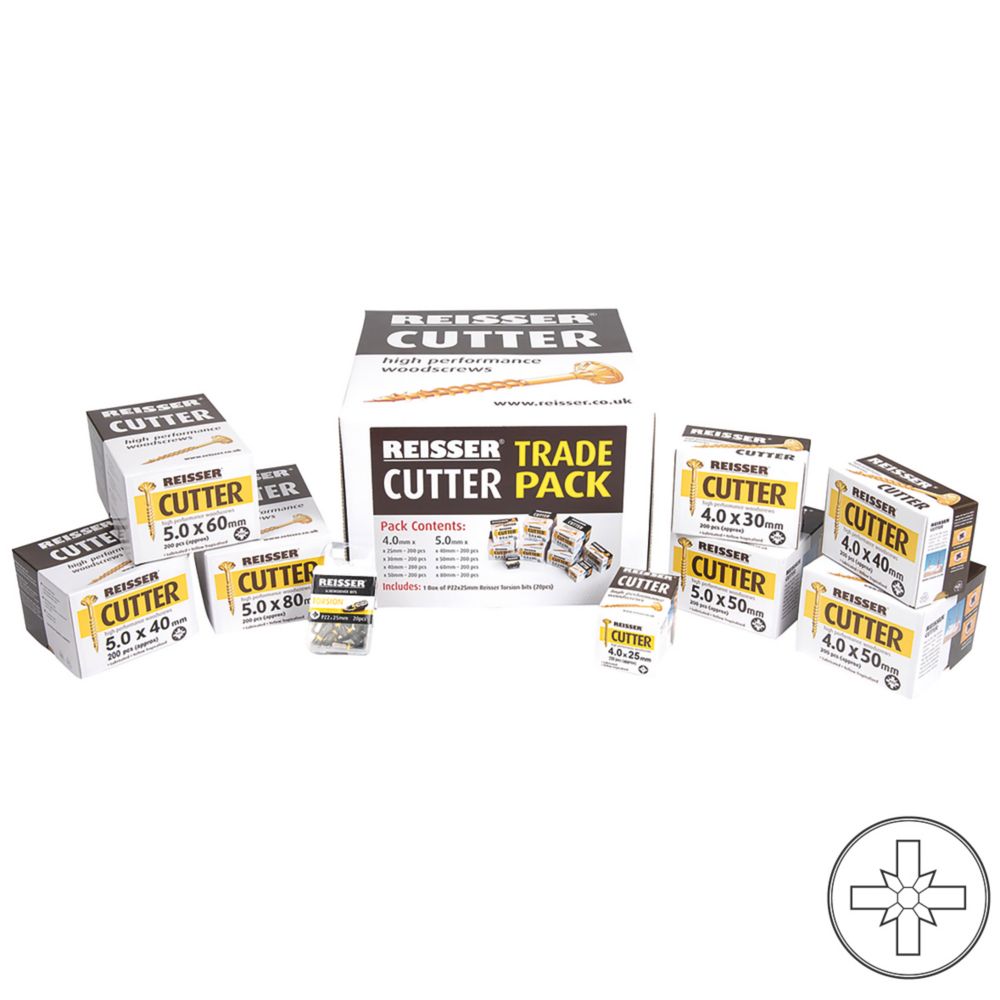 Image of Reisser Cutter PZ Countersunk High Performance Woodscrew Trade Pack 1620 Pieces 