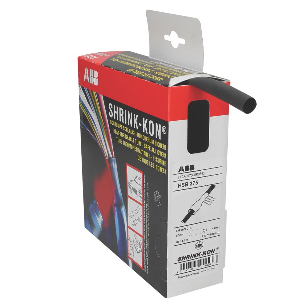 Image of CED HSB250B Black Heat Shrink Tubing 6.4mm x 7.5m 