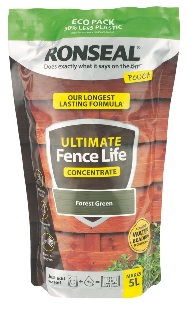 Image of Ronseal Ultimate Fence Life Concentrate Treatment Forest Green 5L from 950mlLtr 