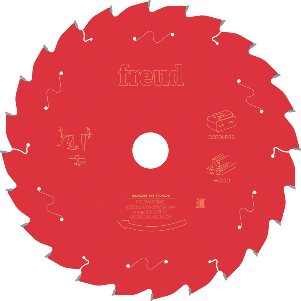 Image of Freud F03FS10063 Wood Circular Saw Blade 250mm x 30mm 24T 