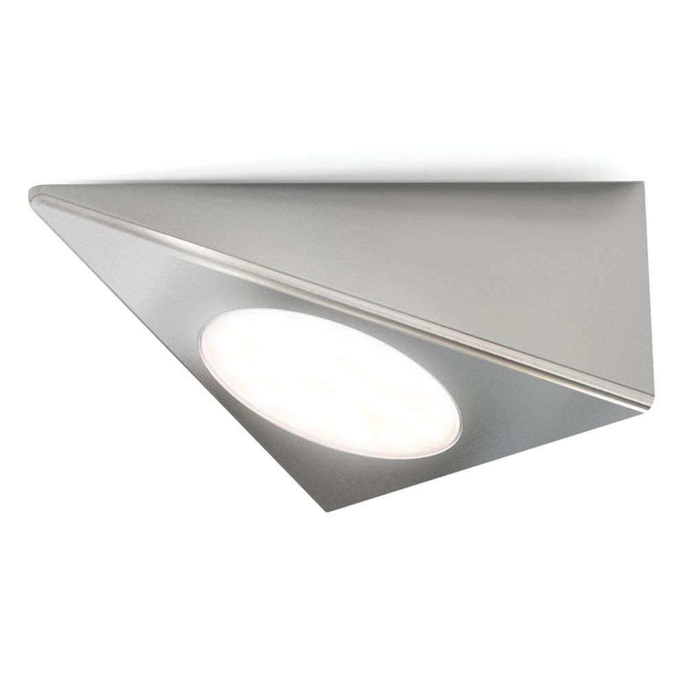 Image of 4lite Triangular LED Cabinet Lights Silver 2W 190lm 3 Pack 