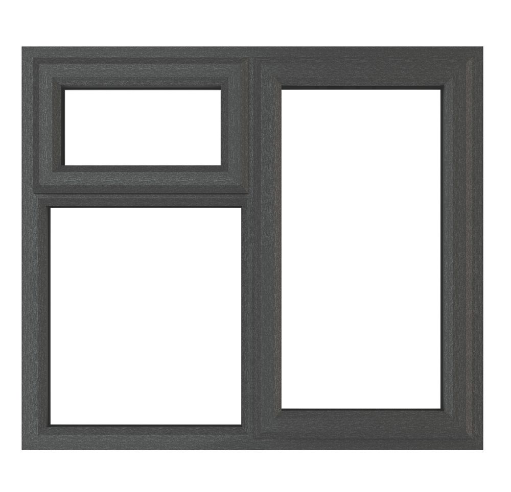 Image of Crystal Right-Hand Opening Clear Triple-Glazed Casement Anthracite on White uPVC Window 1190mm x 965mm 