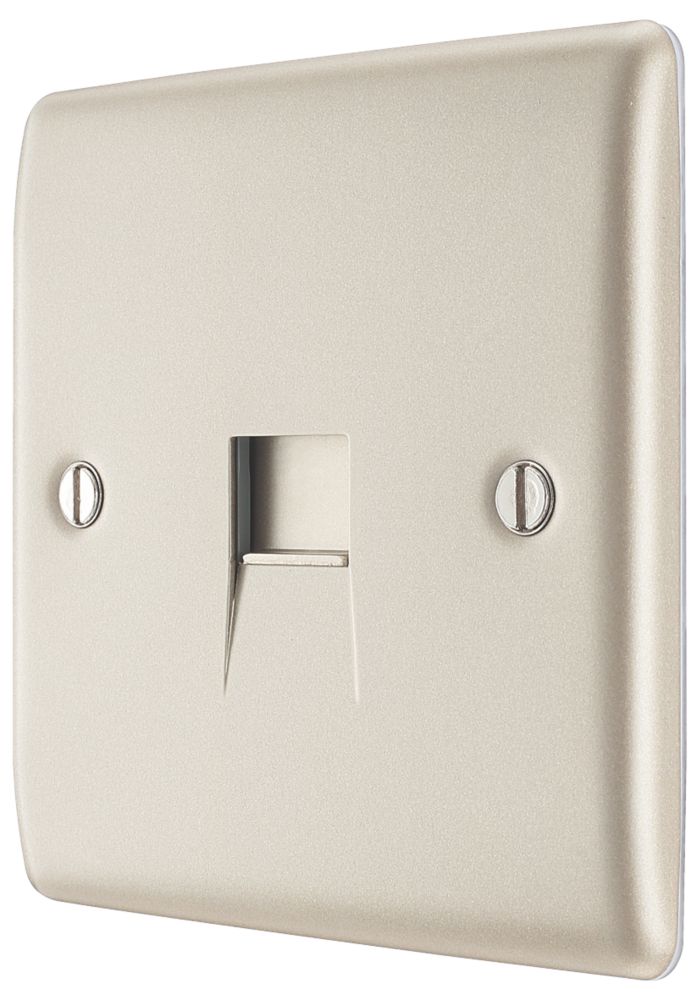 Image of British General Nexus Metal Master Telephone Socket Pearl Nickel with Colour-Matched Inserts 