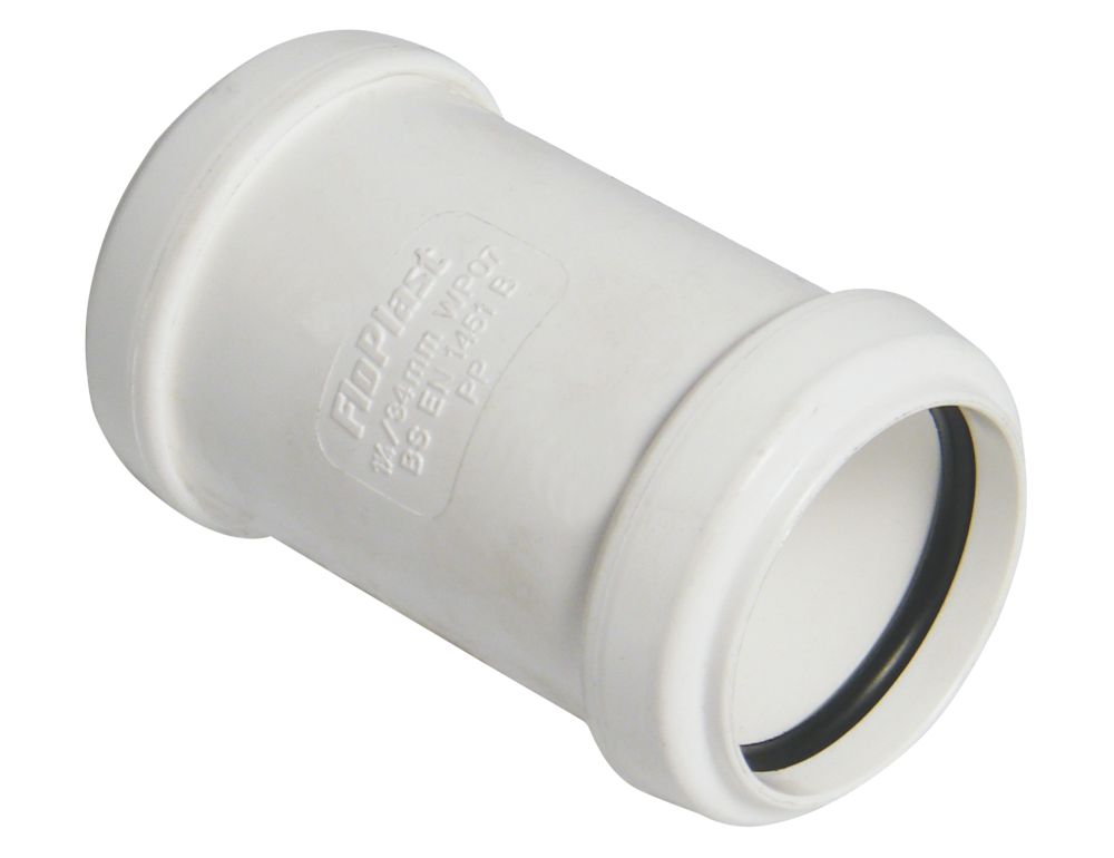 Image of FloPlast Push-Fit Straight Coupler White 40mm x 40mm 