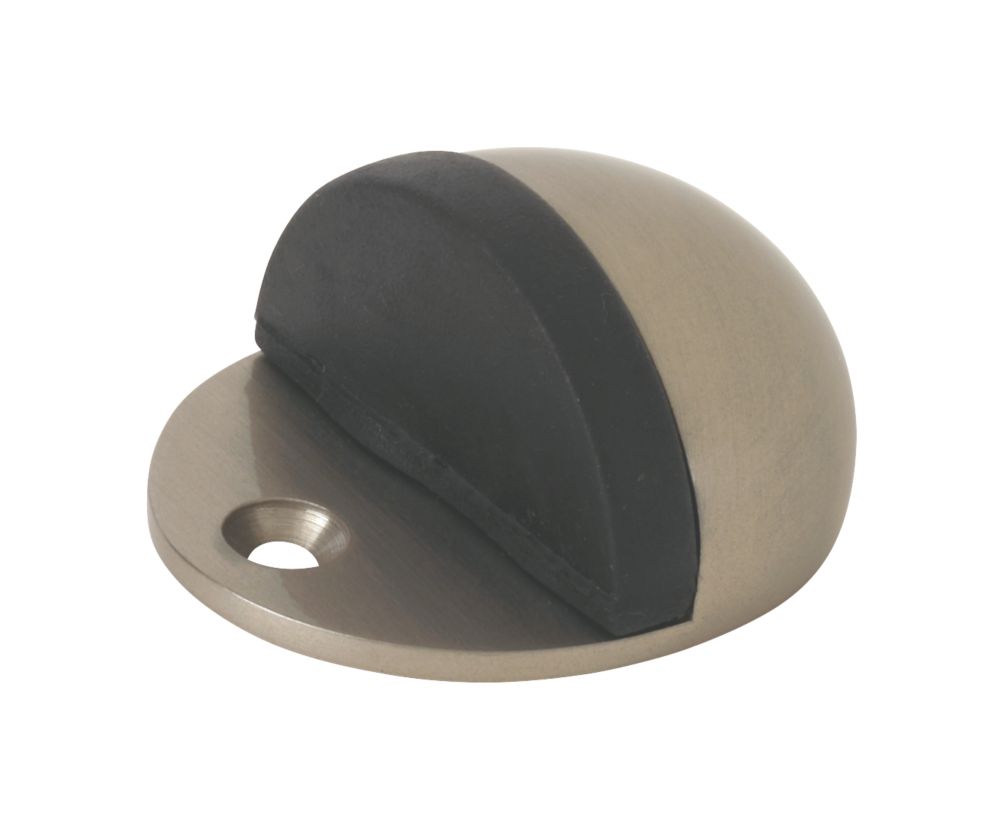Image of Oval Door Stops 48 x 21mm Satin Nickel 2 Pack 