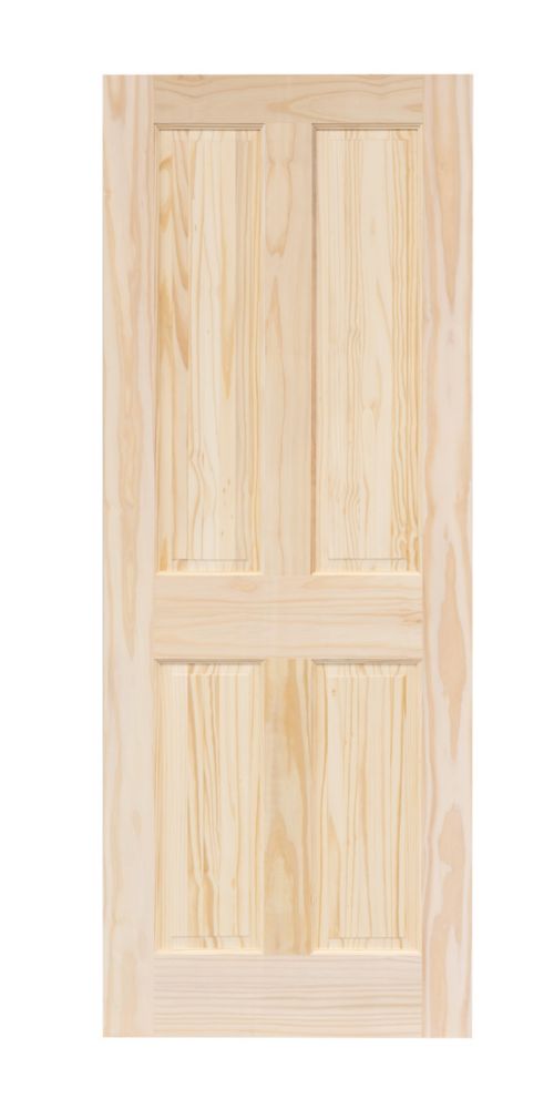 Image of Unfinished Pine Wooden 4-Panel Internal Victorian-Style Door 1981mm x 762mm 