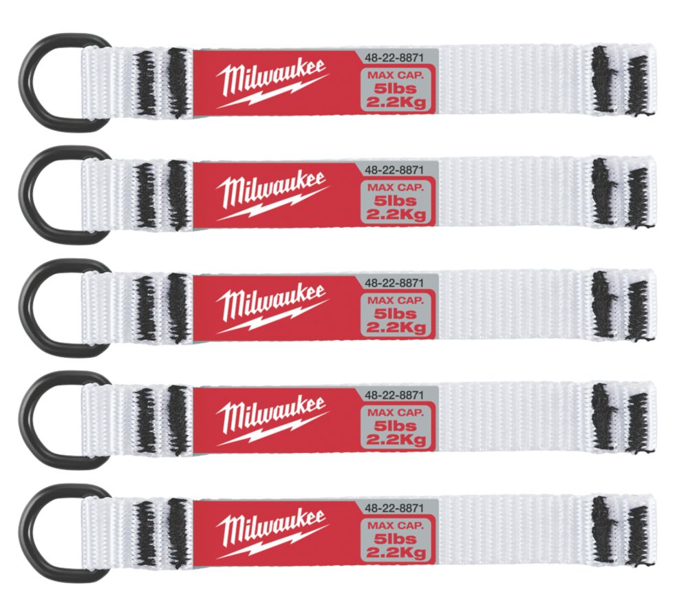 Image of Milwaukee 4932471431 D-Ring Tool Lanyard Web Attachment 5 Pack 