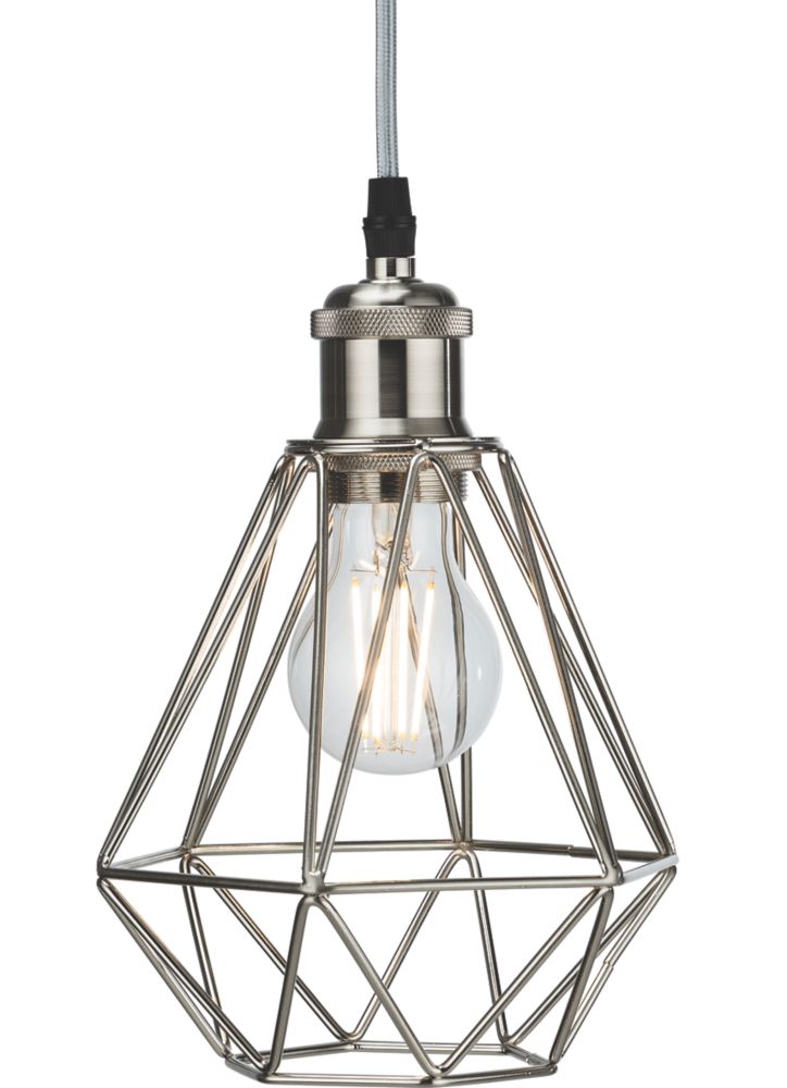 Image of Knightsbridge Brushed Chrome Steel Diamond-Shaped Pendant Cage 