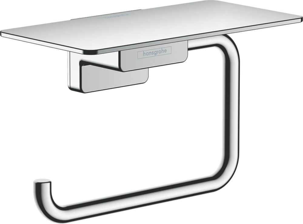 Image of Hansgrohe AddStoris Toilet Roll Holder with Shelf Chrome 
