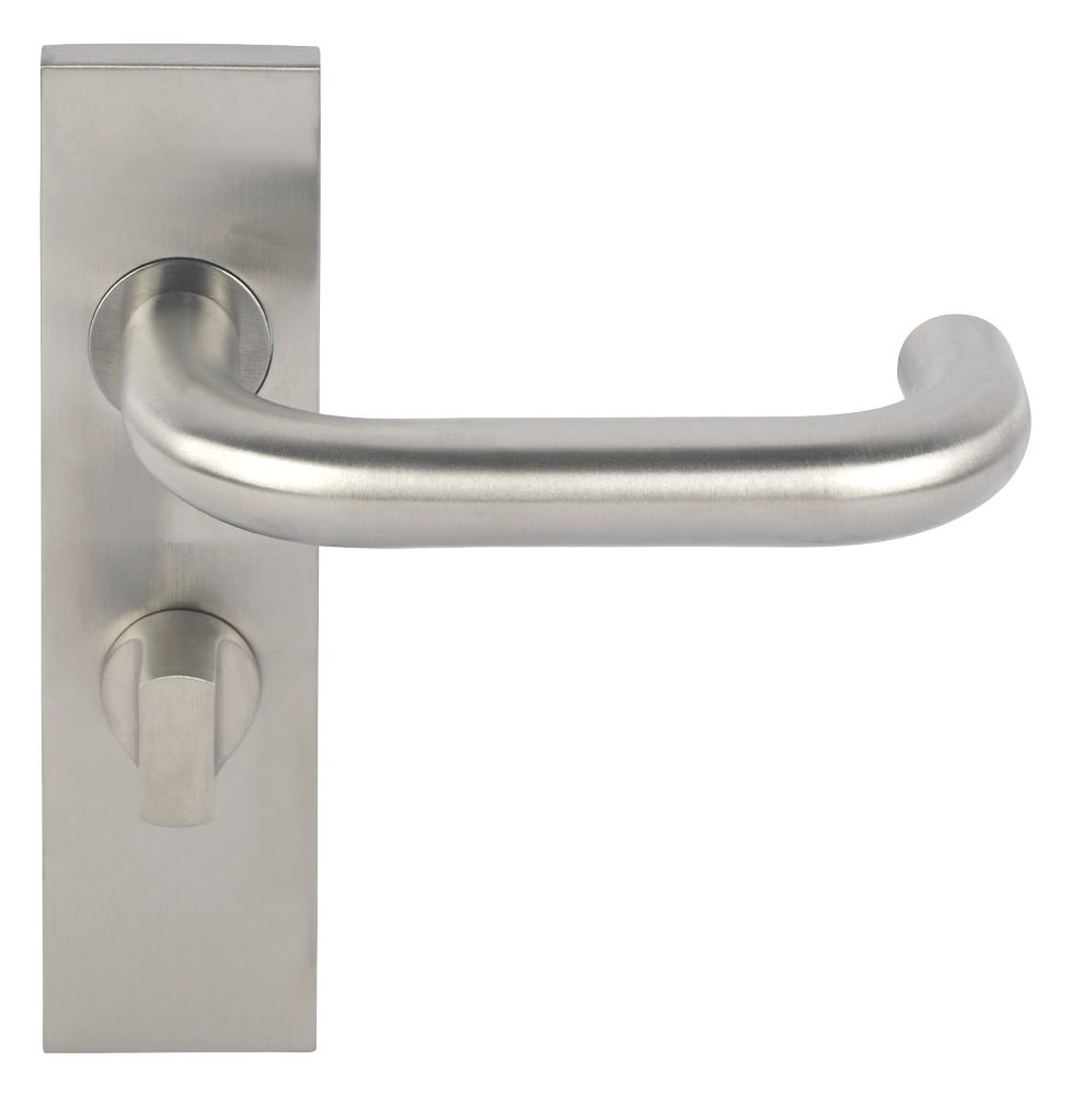 Image of Eurospec Safety Fire Rated Saftey Lever on Backplate WC Pair Satin Stainless Steel 