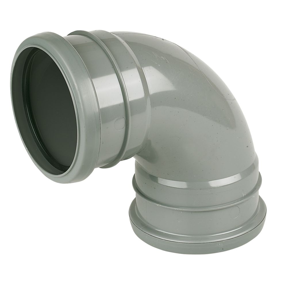 Image of FloPlast Push-Fit 92.5Â° Double Socket Bend Grey 110mm 