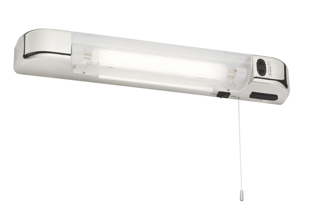 Image of Knightsbridge SL6 Dual Voltage LED Shaver Light with USB Chrome 6W 450lm + 2.4A 2-Outlet Type A USB Charger 