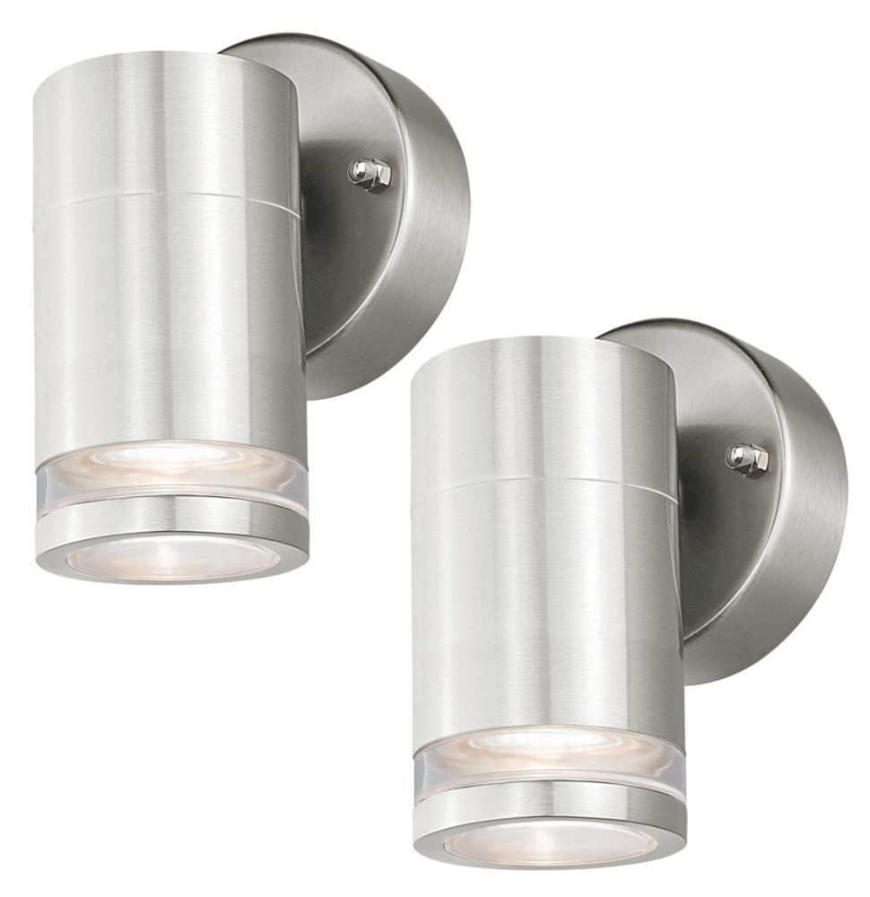 Image of 4lite WiZ Marinus Outdoor Single Direction GU10 Wall Light Silver 2 Pack 