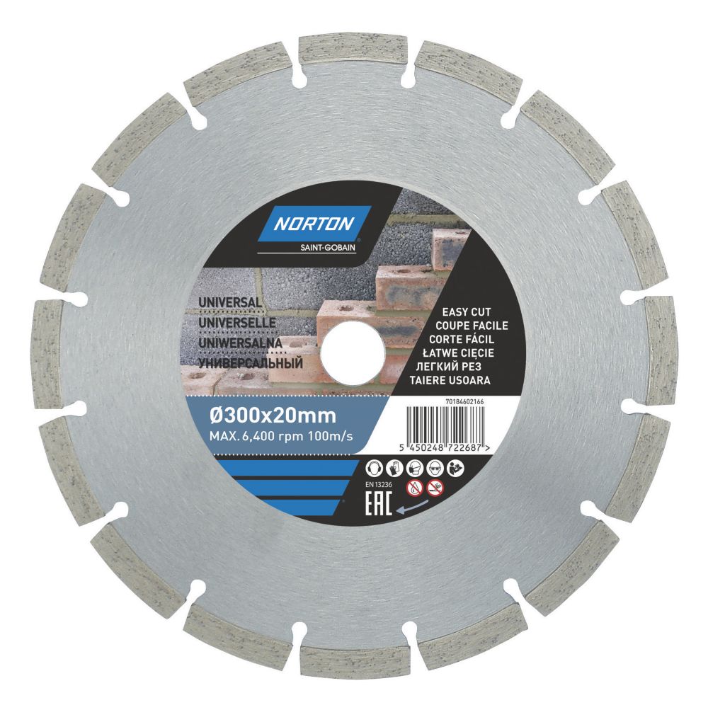 Image of Norton Multi-Material Segmented Diamond Cutting Blade 300mm x 20mm 