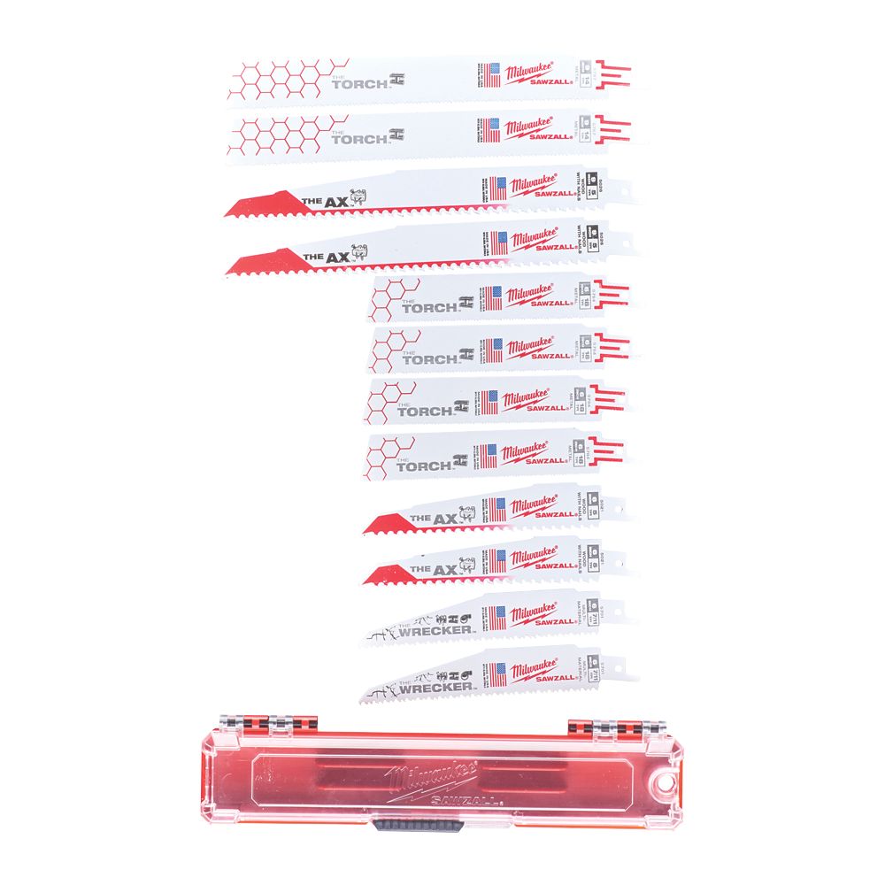 Image of Milwaukee Sawzall 49222229 Multi-Material Demolition Blade Set 12 Pieces 