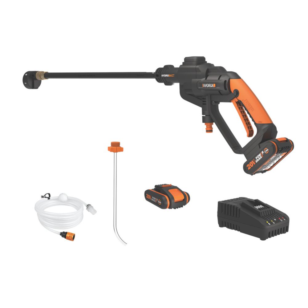Image of Worx Hydroshot 22bar 20V 2 x 2.0Ah Li-Ion PowerShare Cordless Portable Pressure Washer 
