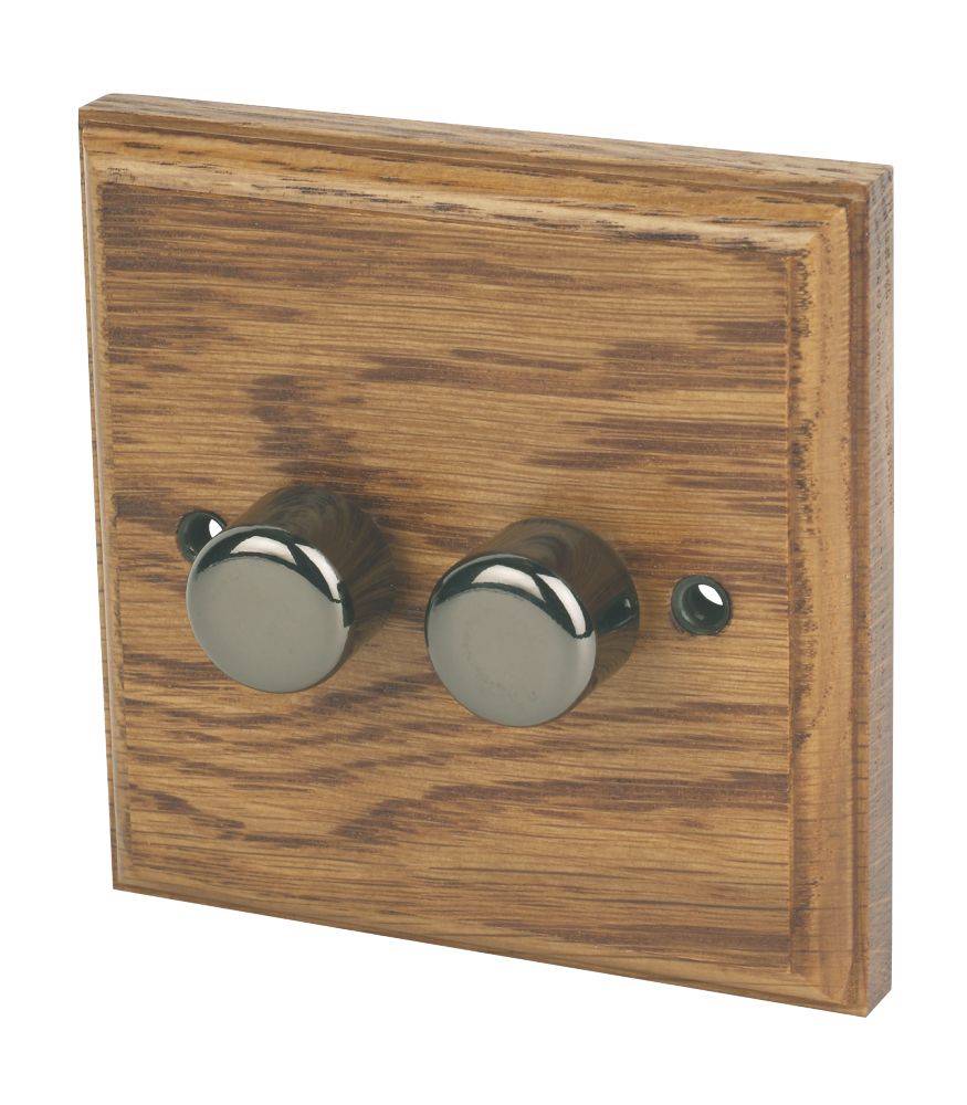 Image of Varilight 2-Gang 2-Way LED Dimmer Switch Medium Oak 