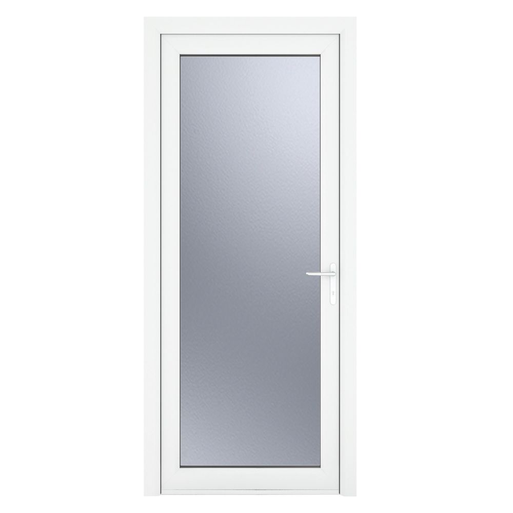 Image of Crystal Fully Glazed 1-Obscure Light LH White uPVC Back Door 2090mm x 840mm 