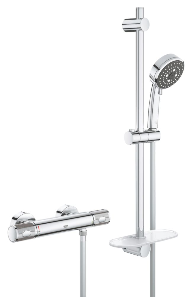 Image of Grohe Precision Feel HP Rear-Fed Exposed Chrome Thermostatic Bar Mixer Shower 
