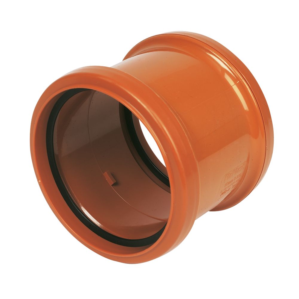 Image of FloPlast Push-Fit Double Socket Underground Pipe Coupling 110mm 