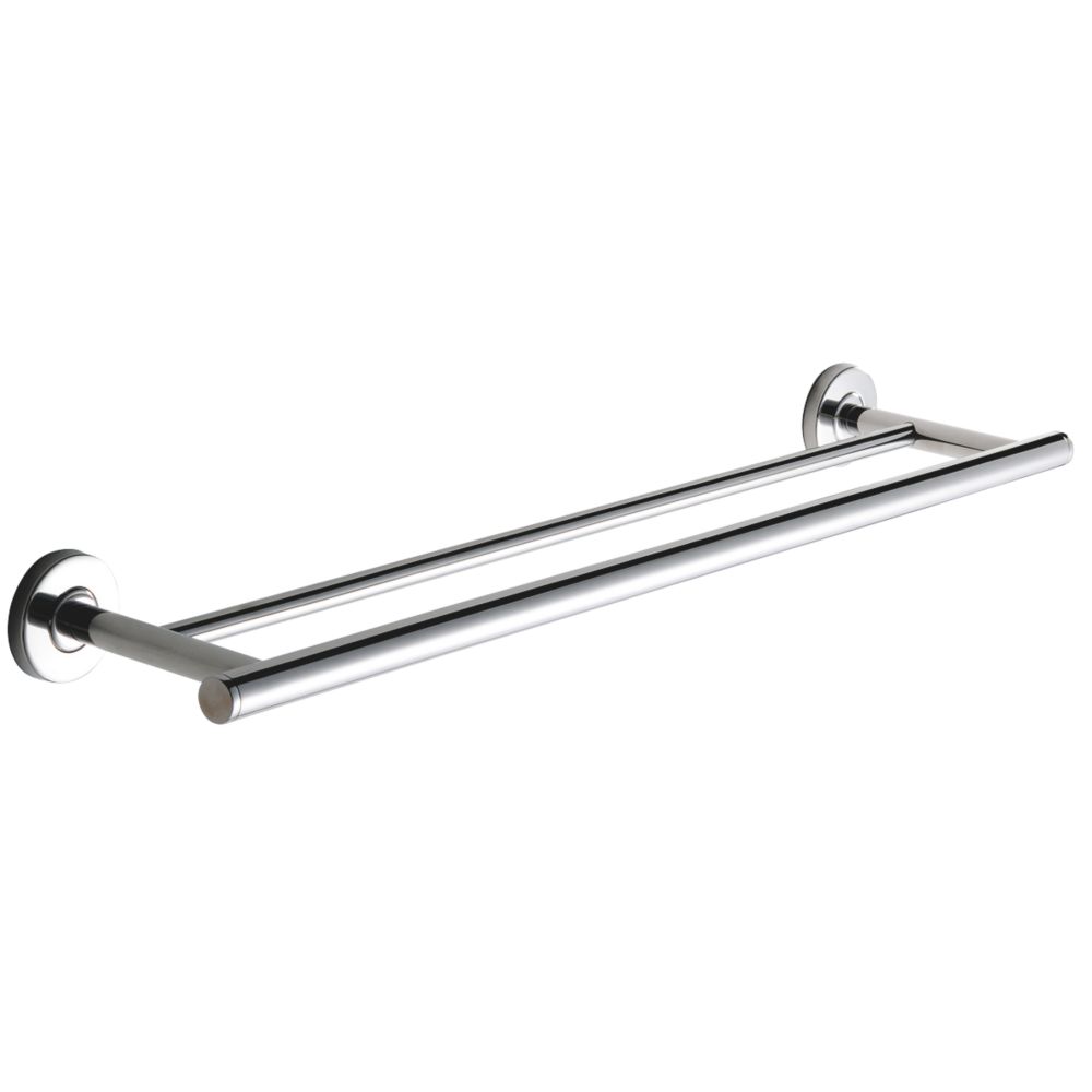 Image of Medius Double Towel Rail Chrome 600mm x 125mm x 54mm 