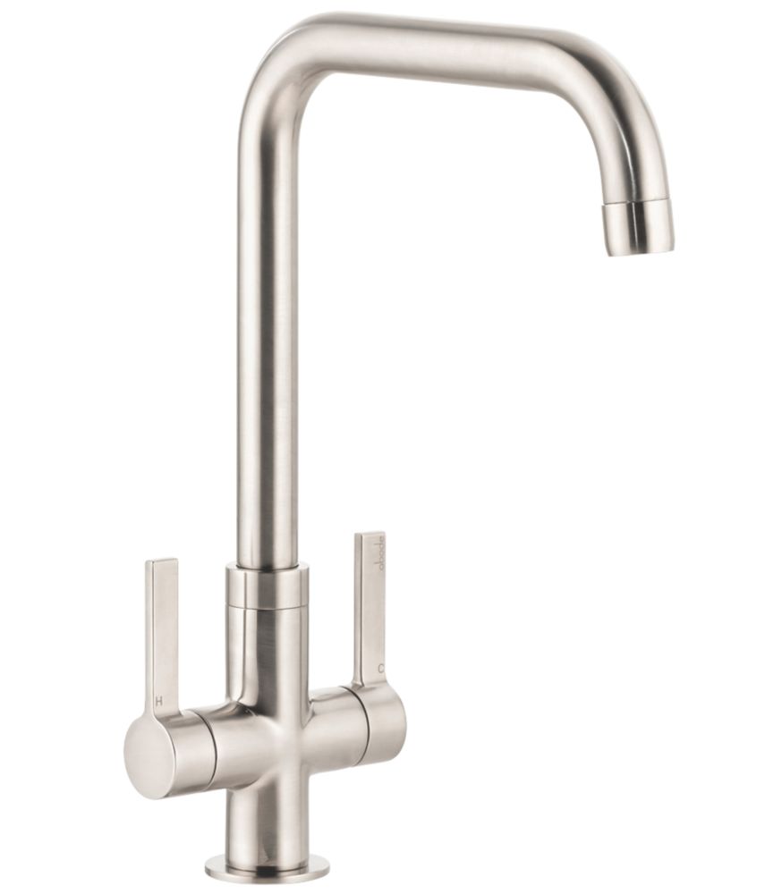 Image of Abode Pico Quad Dual-Lever Mono Mixer Kitchen Tap Brushed Nickel 