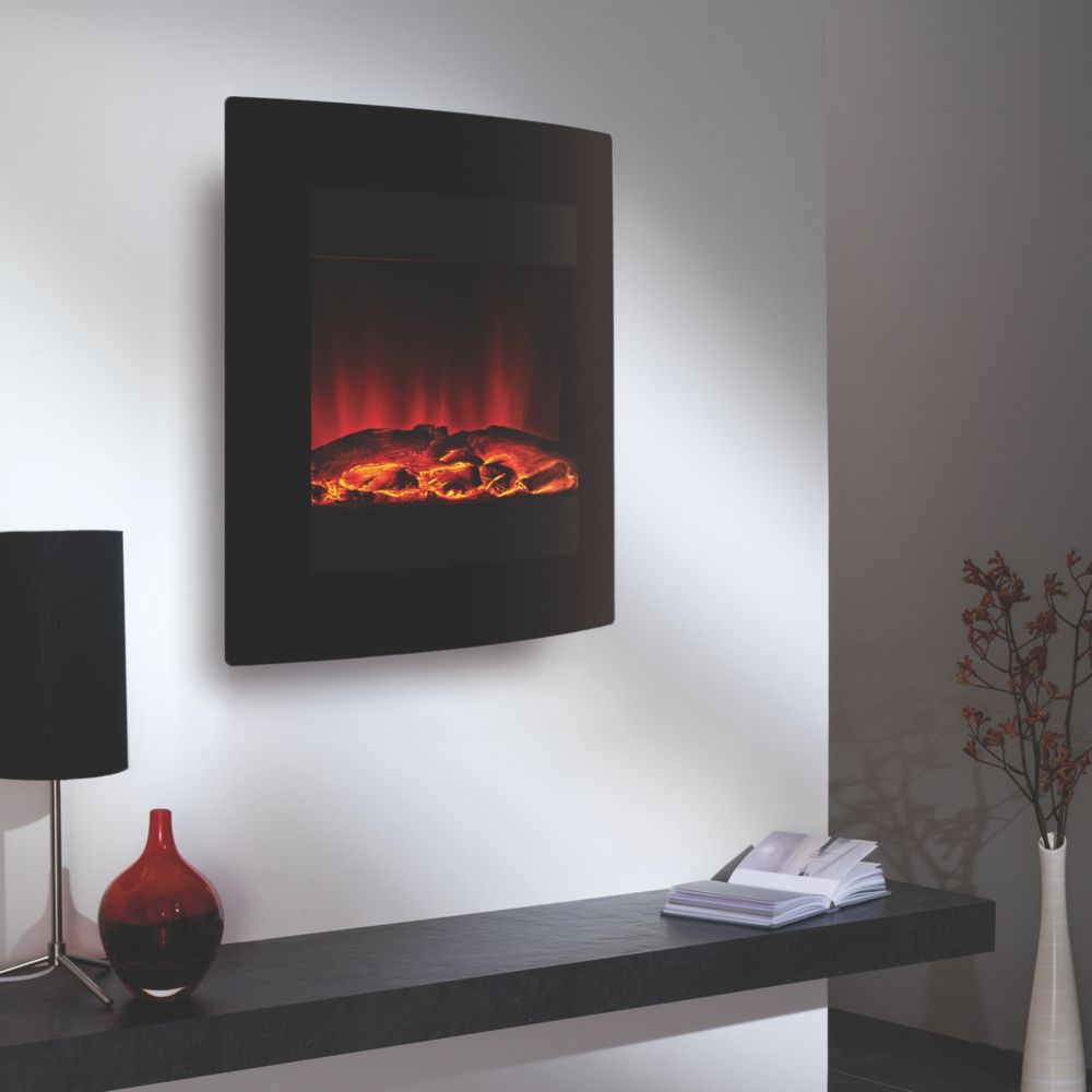 Image of Focal Point Ebony Black Remote Control Wall-Mounted Electric Fire 548mm x 645mm 