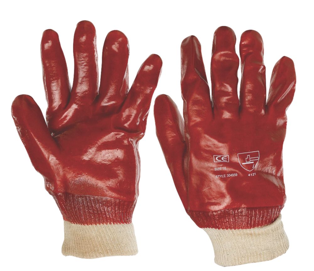 Image of Keep Safe PVC Gloves Red Large 