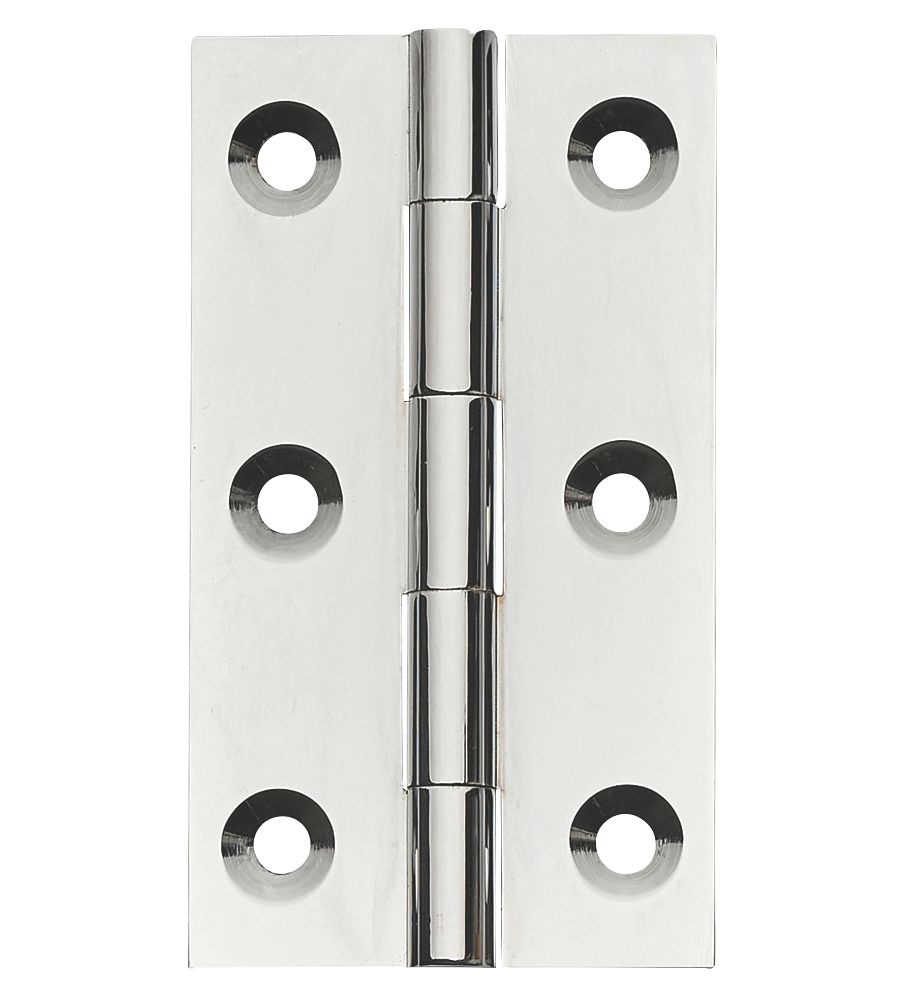 Image of Polished Chrome Solid Drawn Butt Hinges 51mm x 29mm 2 Pack 