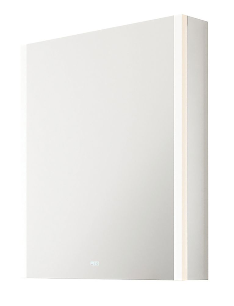 Image of Light Tech Mirrors Boston 1-Door Illuminated LED Mirror Cabinet With 1300lm LED Light Black Matt 550mm x 130mm x 700mm 