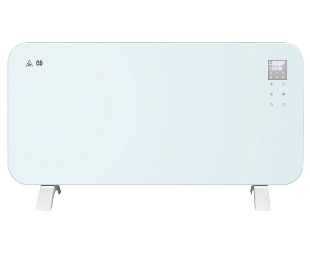 Image of TCP Freestanding or Wall-Mounted Smart Wi-Fi Glass Panel Heater White 2kW 