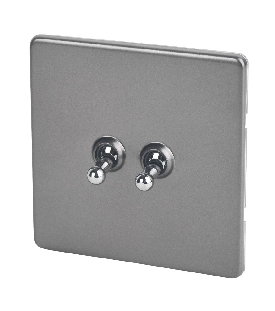 Image of Varilight 10AX 2-Gang 2-Way Toggle Switch Slate Grey 