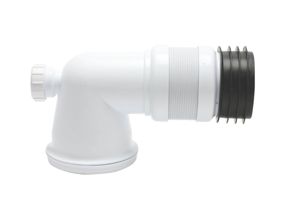 Image of Euroflo Flexible 90Â° Angled Short Pan Connector White 330-500mm 