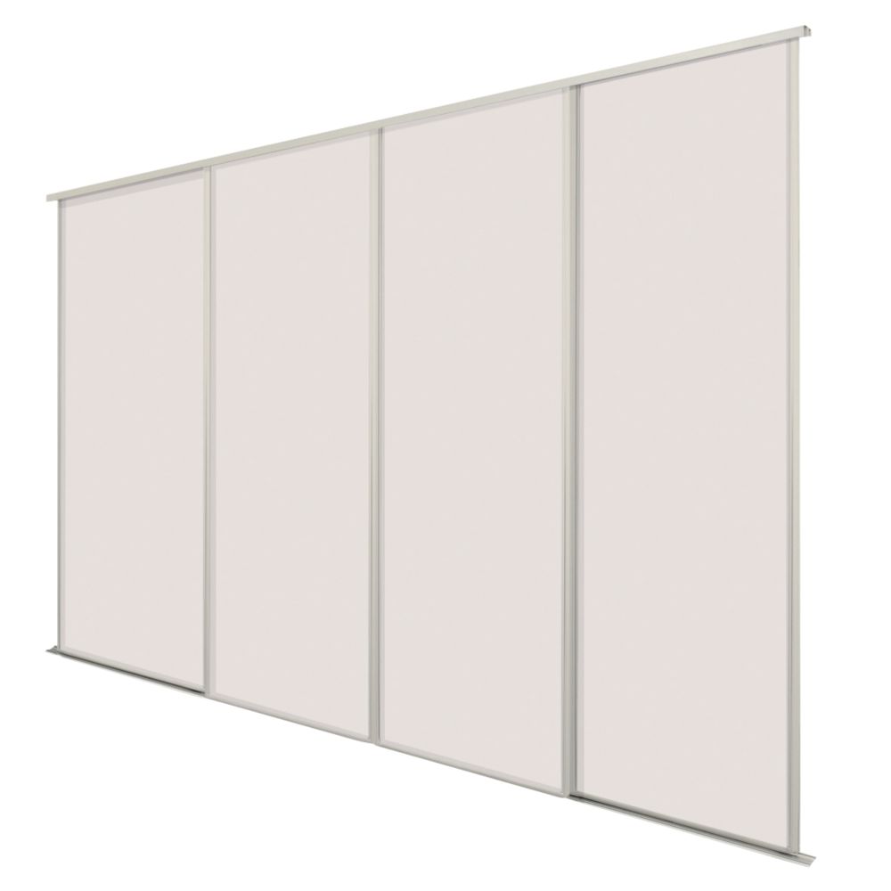 Image of Spacepro Classic 4-Door Sliding Wardrobe Door Kit Cashmere Frame Cashmere Panel 2370mm x 2260mm 