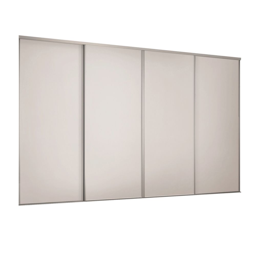 Image of Spacepro Classic 4-Door Sliding Wardrobe Door Kit Cashmere Frame Cashmere Panel 2370mm x 2260mm 