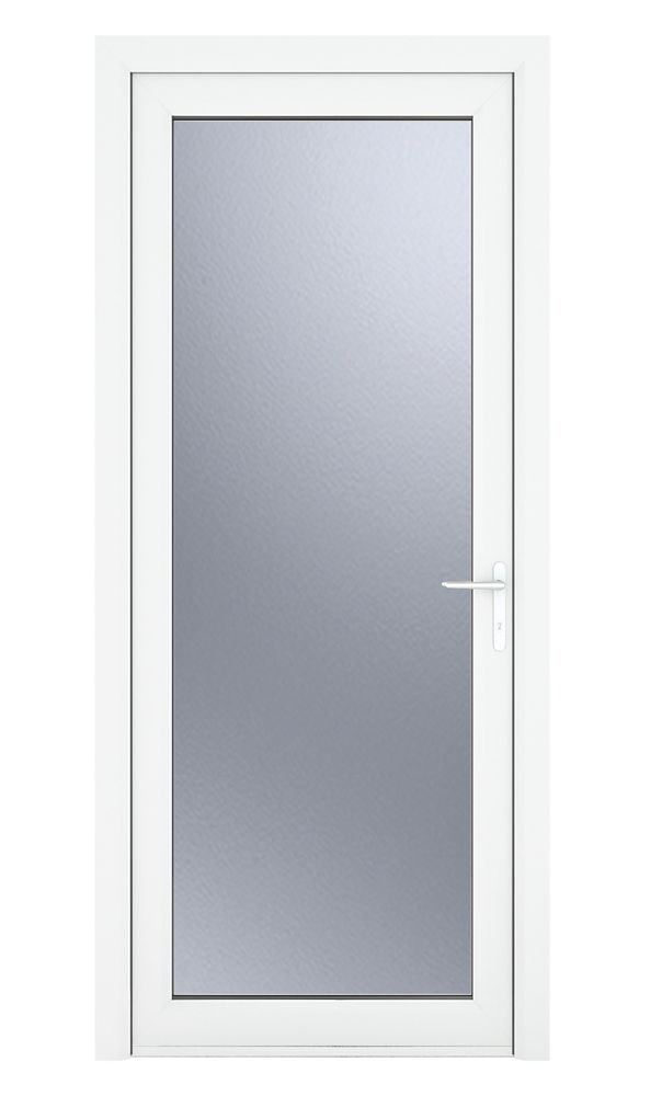Image of Crystal Fully Glazed 1-Obscure Light Left-Hand Opening White uPVC Back Door 2090mm x 840mm 