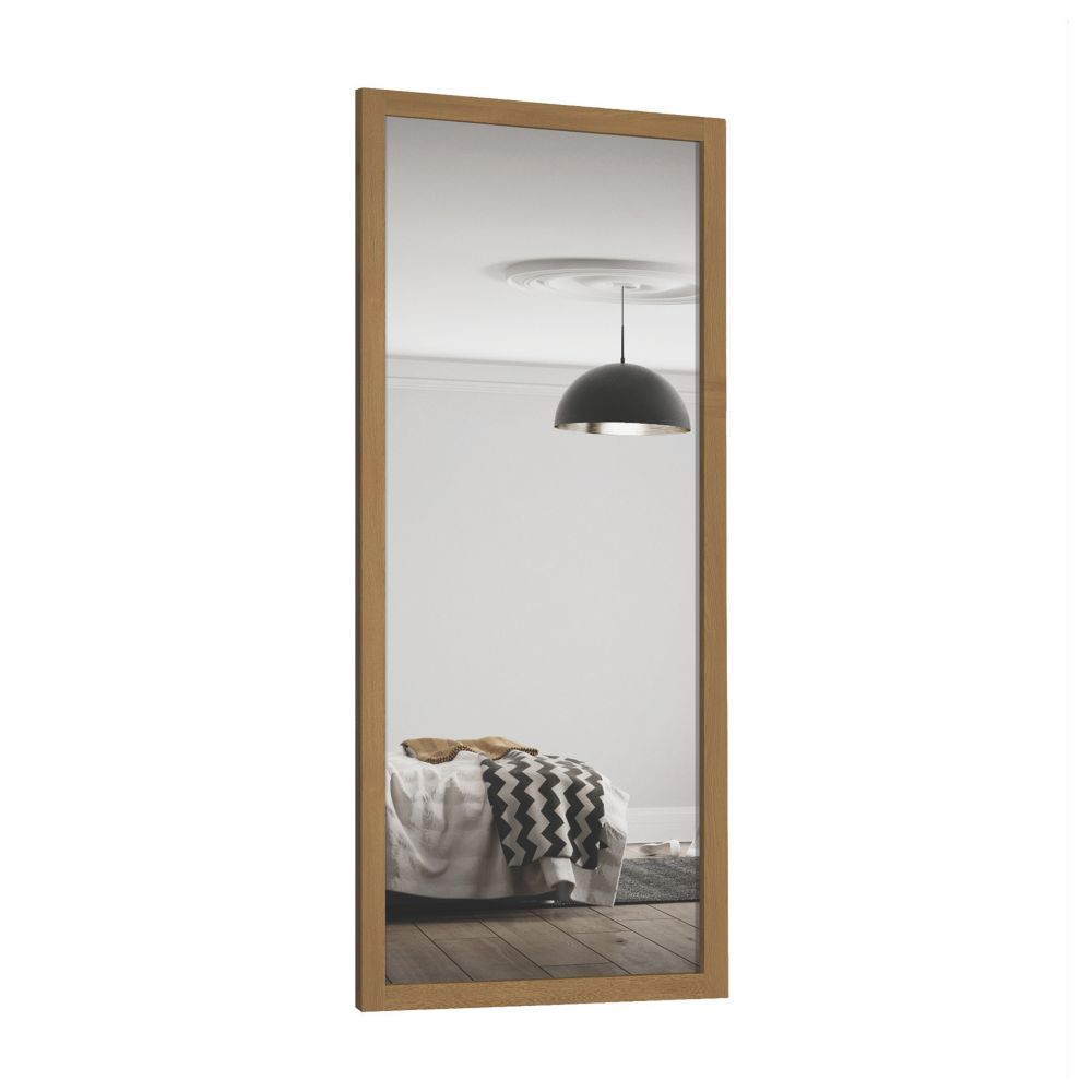 Image of Spacepro Shaker 1-Door Sliding Wardrobe Door Oak Frame Mirror Panel 610mm x 2260mm 