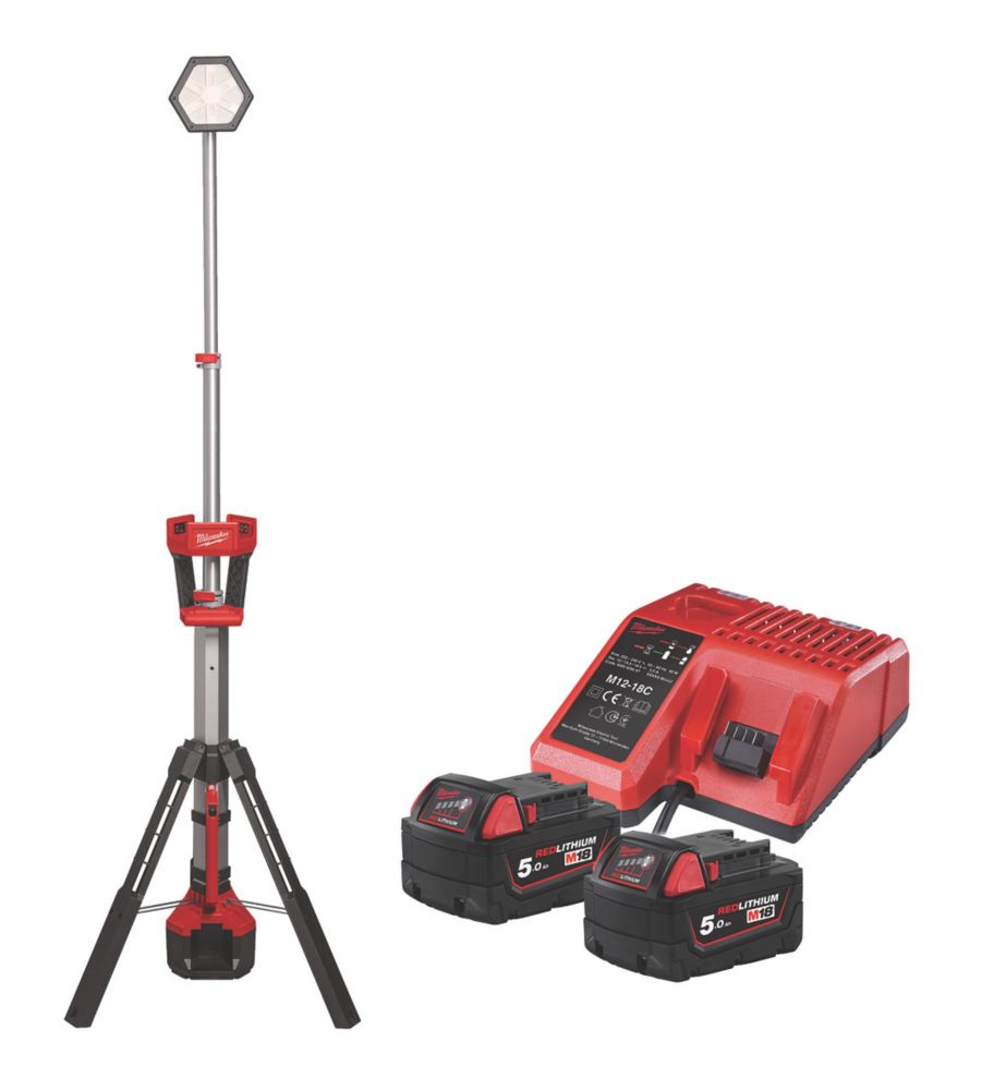 Image of Milwaukee M18 SAL2-502B 2.2m 18V 2 x 5.0Ah Li-Ion RedLithium High Output Cordless Stand Light 