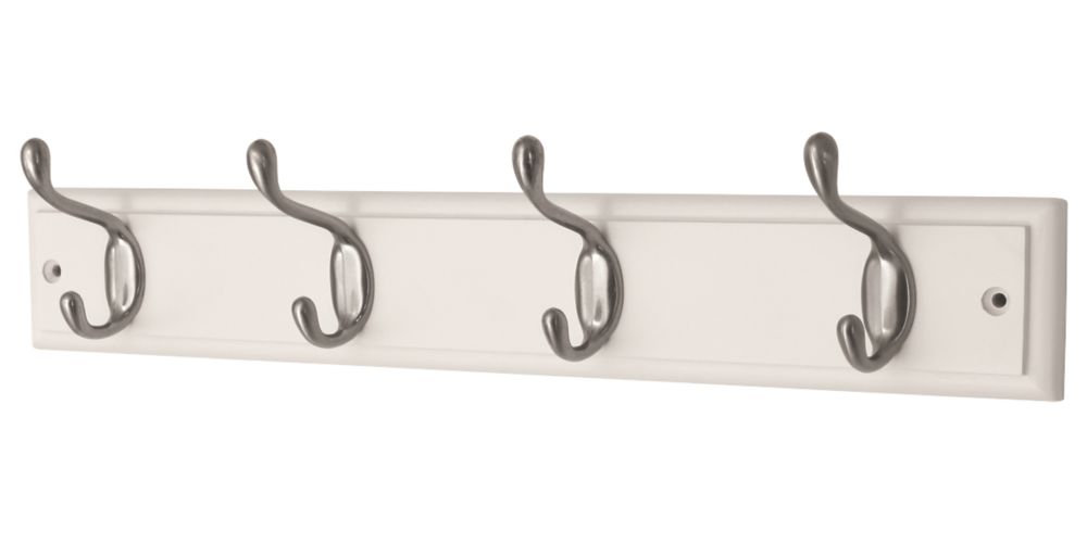 Image of Smith & Locke Hook Rail White/Satin Nickel 455mm x 90mm 