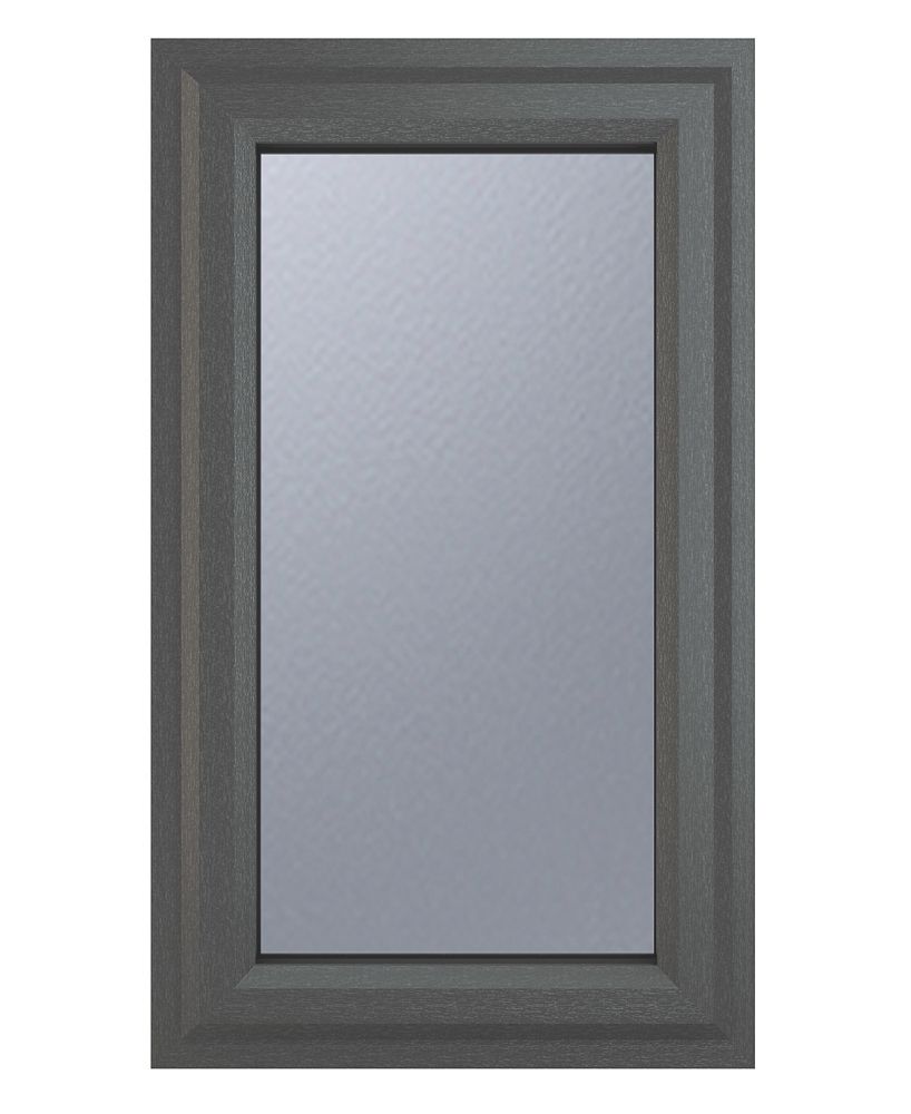 Image of Crystal Right-Hand Opening Obscure Triple-Glazed Casement Anthracite on White uPVC Window 610mm x 1115mm 