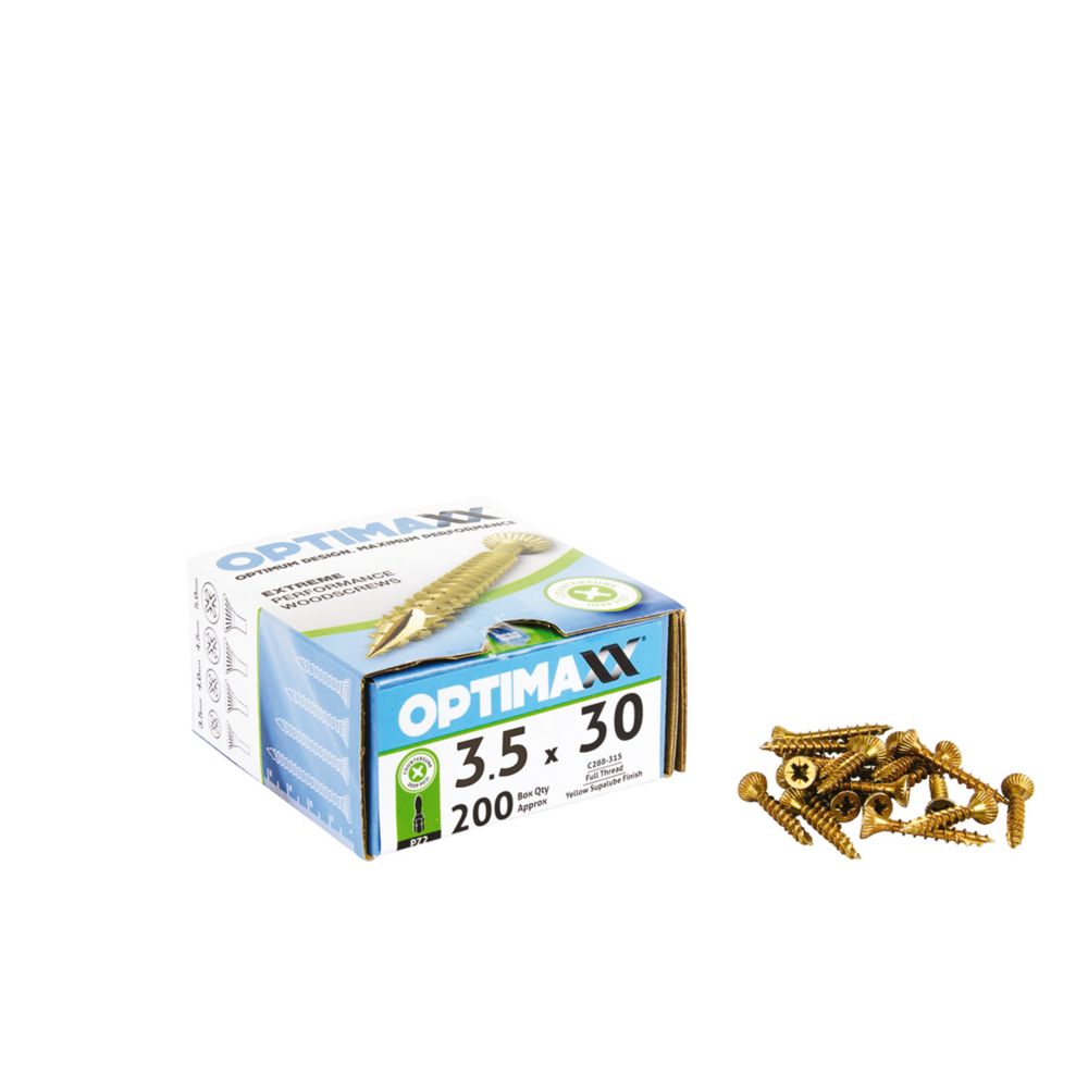 Image of Optimaxx PZ Countersunk Wood Screws 3.5mm x 30mm 200 Pack 