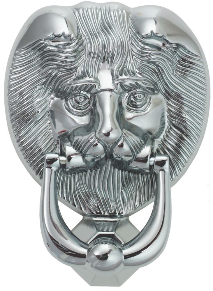 Image of Fab & Fix Lions Head Door Knocker Polished Chrome 98mm x 136mm 