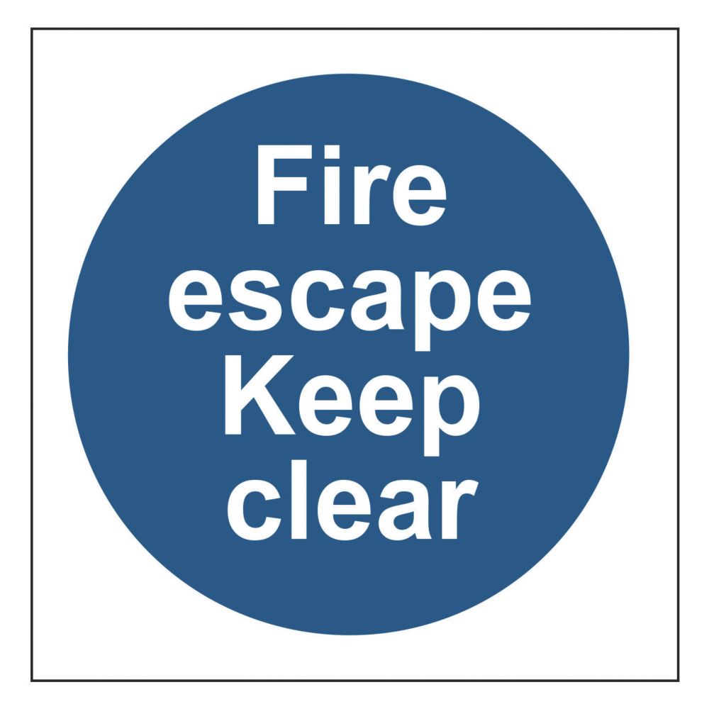 Image of Non Photoluminescent "Fire Escape Keep Clear" Sign 100mm x 100mm 