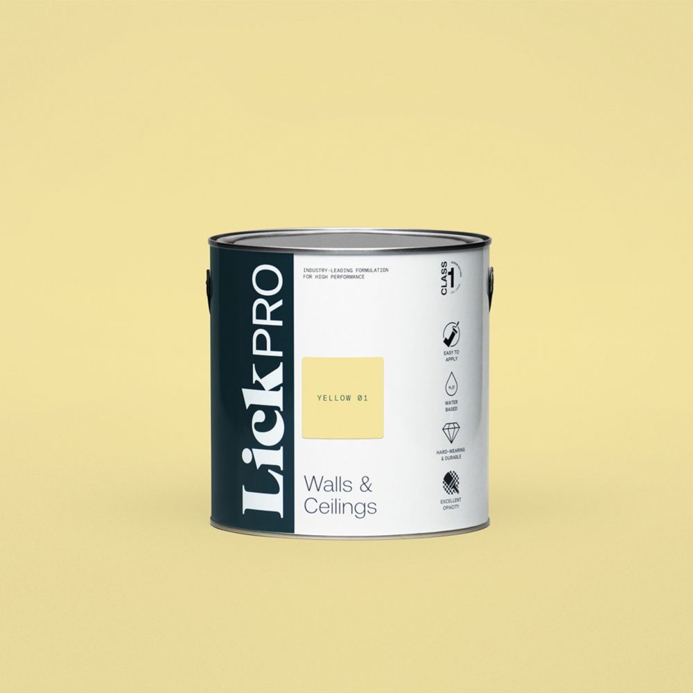 Image of LickPro Eggshell Yellow 01 Emulsion Paint 2.5Ltr 