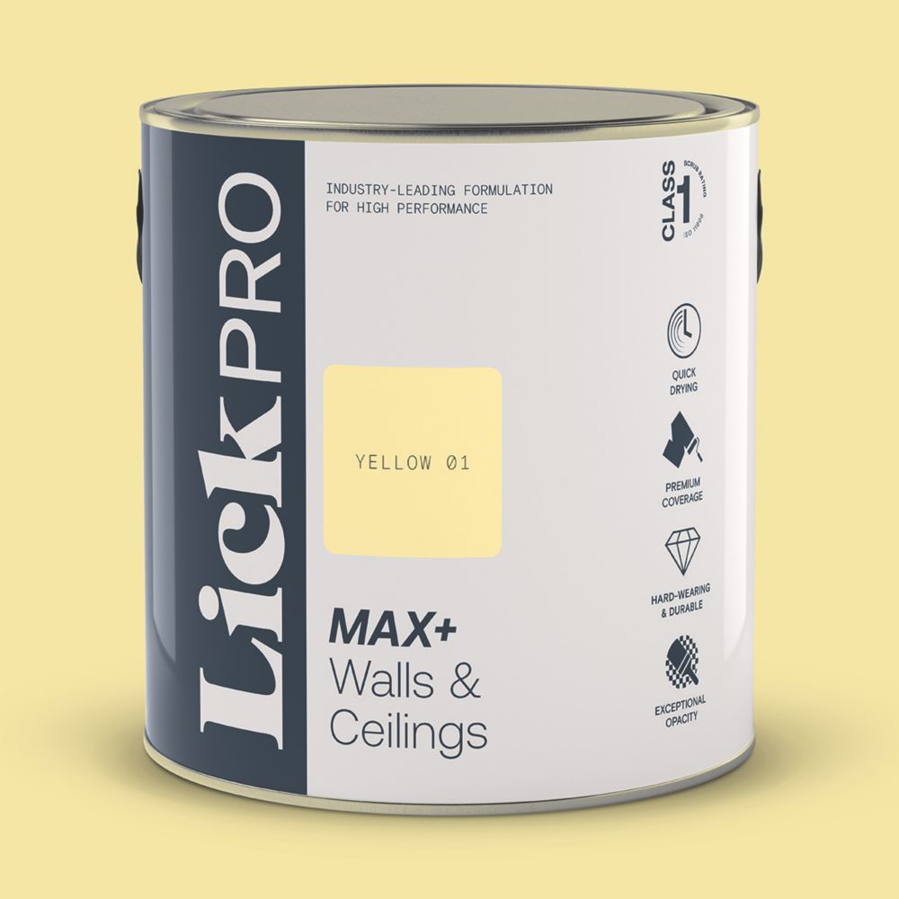 Image of LickPro Eggshell Yellow 01 Emulsion Paint 2.5Ltr 