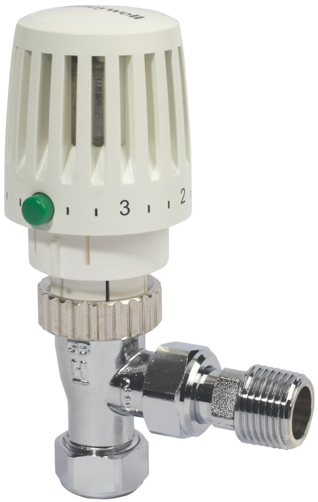 Image of Honeywell Home Valencia White Angled Thermostatic TRV 15mm x 1/2" 