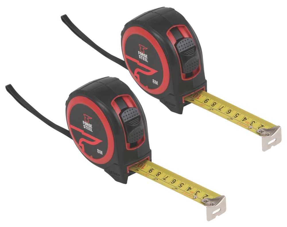 Image of Forge Steel 8m Tape Measure Set 2 Pack 